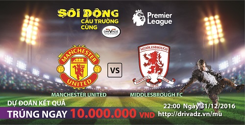 THÔNG BÁO: Tham gia dự đoán trận đấu Manchester United vs Middlesbrough FC để nhận 10,000,000 VNĐ.